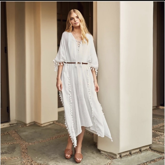 Walter Baker Ivory Acapulco Kaftan Swim/Party Dress, One Size - Picture 2 of 10